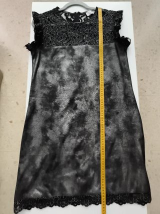 Vestido Negro y Plateado con encaje Lola K talla M