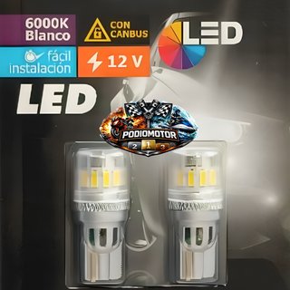 Pack 2 Bombillas LED T10 W5W 6000K Blanco