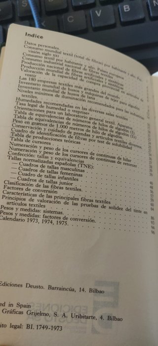 Agenda Textil 1974 Deusto Verde