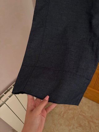 Pantalón ancho tiro alto con lino. Talla XS.