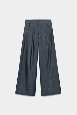 Pantalón ancho tiro alto con lino. Talla XS.