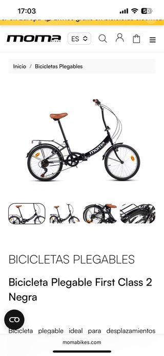 Bicicleta Plegable Moma First Class 2 Negra