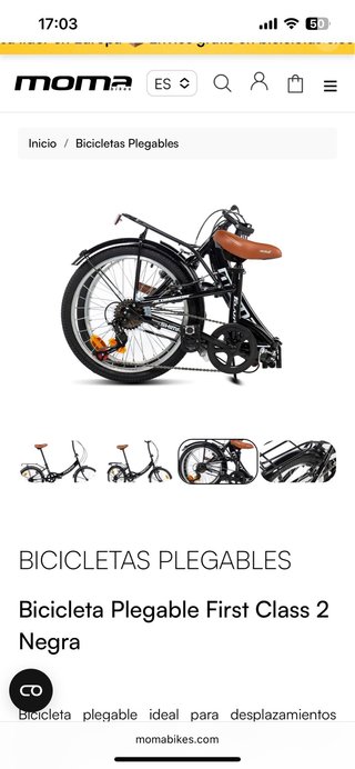 Bicicleta Plegable Moma First Class 2 Negra