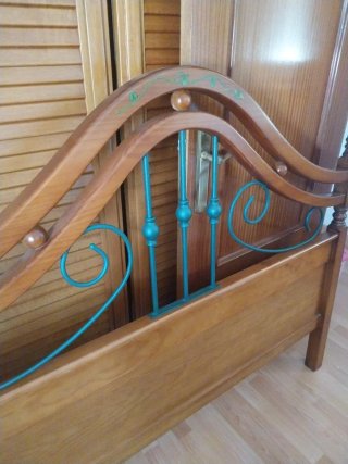 Cabecero y 2 mesitas de noche madera y metal urge