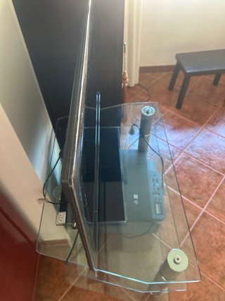Mesa auxiliar cristal templado con ruedas