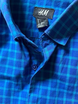 Camisa H&M cuadros azul Talla S