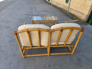 Sofá de 2  plazas y mesa de centro bambú VINTAGE