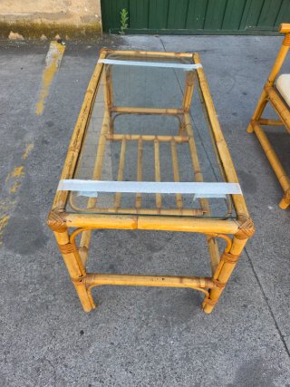 Sofá de 2  plazas y mesa de centro bambú VINTAGE