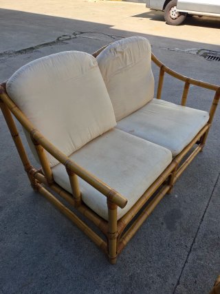 Sofá de 2  plazas y mesa de centro bambú VINTAGE