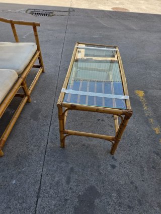 Sofá de 2  plazas y mesa de centro bambú VINTAGE