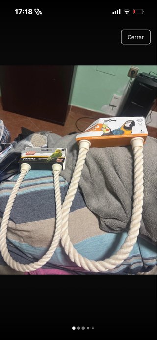 Percha para pájaros con cuerda