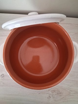 Casseruola Riso Gallo vintage in terracotta