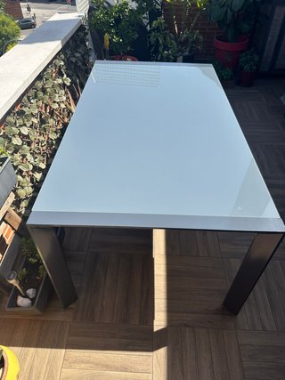 Mesa extensible cristal y aluminio 180/220x100
