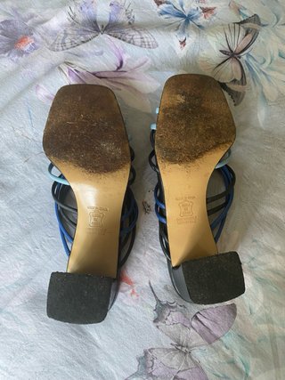 Sandalias Lodi Piel Tiras Azul/Negro