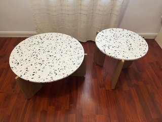 Conjunto 2 mesas diseño terrazo (centro/auxiliar)