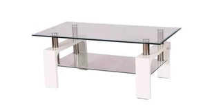 Mesa de centro cristal y metal