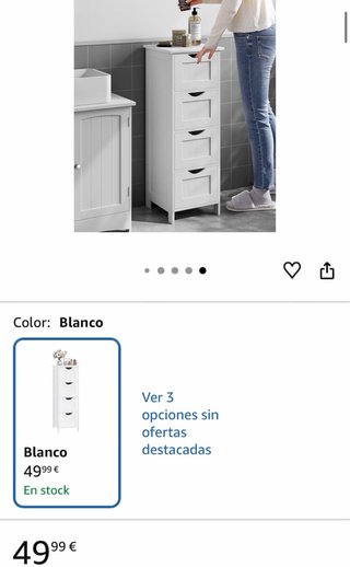 Armario Almacenamiento Baño VASAGLE Blanco