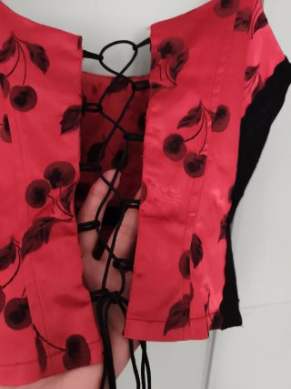 Top tipo corsé teja y negro Over 16 Talla M