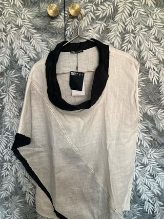 Conjunto Lino Zara Beige/Negro Talla Única