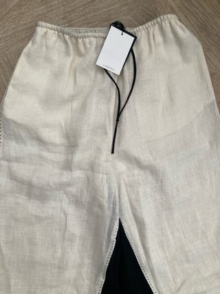 Conjunto Lino Zara Beige/Negro Talla Única