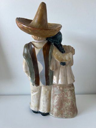 Figura cerámica pareja mexicana antigua 30cm