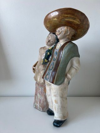 Figura cerámica pareja mexicana antigua 30cm