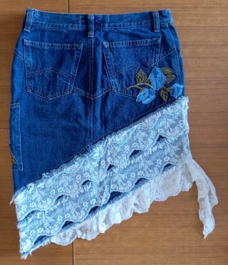 Gonna Armani Jeans Denim con Pizzo Tg. 40
