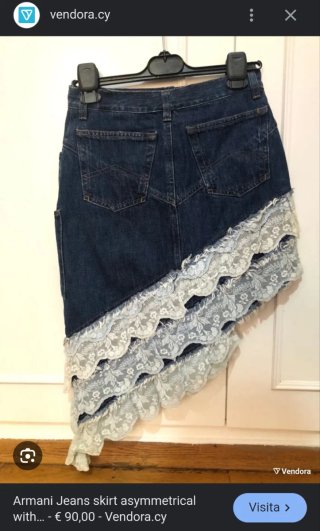 Gonna Armani Jeans Denim con Pizzo Tg. 40