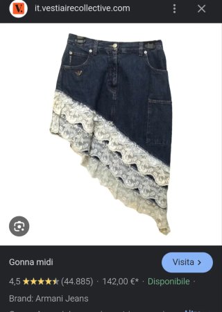 Gonna Armani Jeans Denim con Pizzo Tg. 40