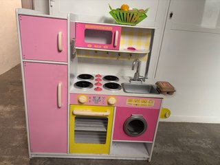 Cocina de Juguete Madera Rosa y Amarilla