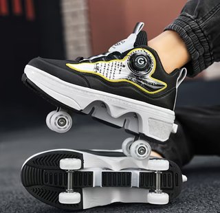 Zapatillas con ruedas negras y blancas