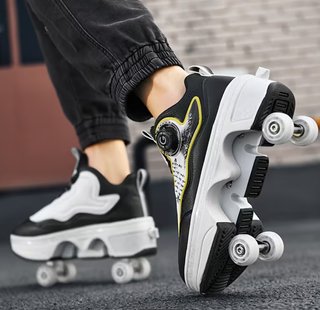 Zapatillas con ruedas negras y blancas