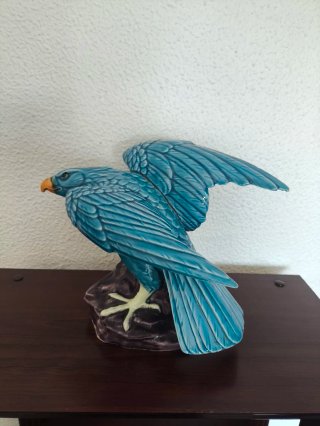 Figura Águila Cerámica Azul vintage