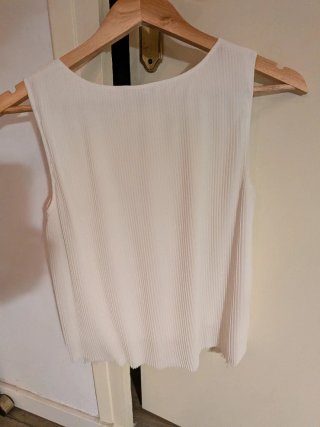 Top Massimo Dutti blanco plisado