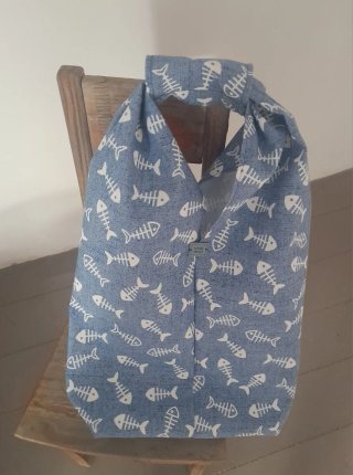 Bolso tela hecho a mano estampado raspas