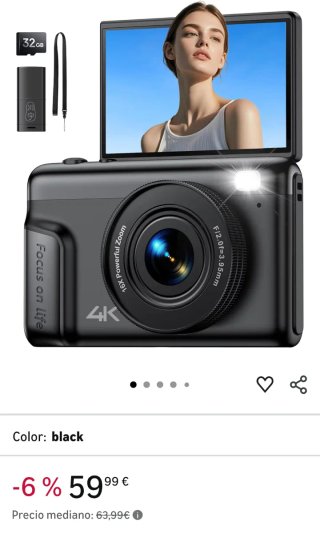 Cámara Digital Compacta 4K 64MP