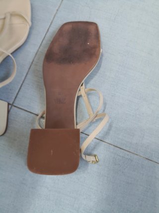 Sandalias Zara Piel Tacón Cuadrado Talla 39