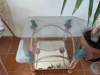 Mesa de centro cristal biselado bronce y espejo