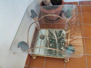 Mesa de centro cristal biselado bronce y espejo