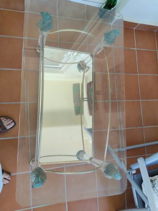 Mesa de centro cristal biselado bronce y espejo