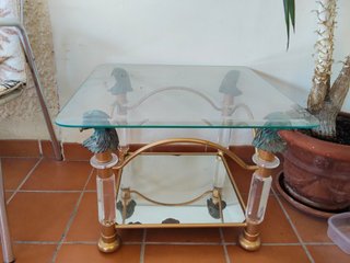 Mesa de centro cristal biselado bronce y espejo