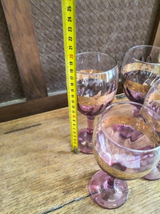 Servizio Bicchieri Vetro Murano Lilla Oro Zecchino