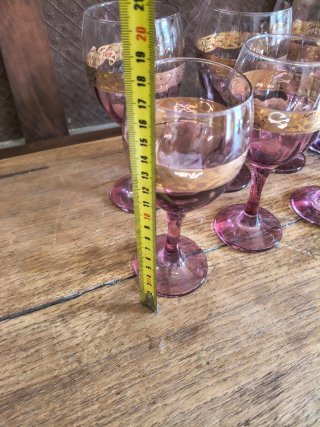 Servizio Bicchieri Vetro Murano Lilla Oro Zecchino