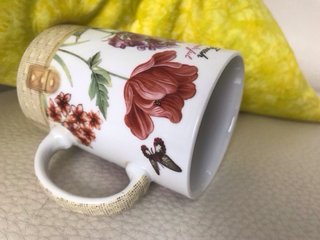 TAZA CERÁMICA ALTA NUEVA CON FLORES