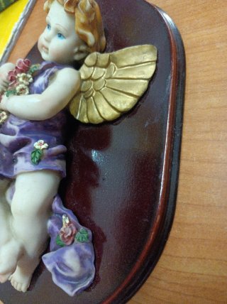 Quadretto vintage angioletto con fiori