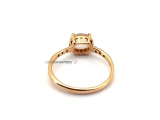sortija oro 18k con piedra con diamante,cuarzo