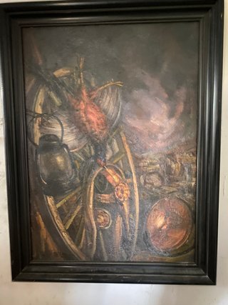 Luis Herrera. La caza oleo sobre tabla