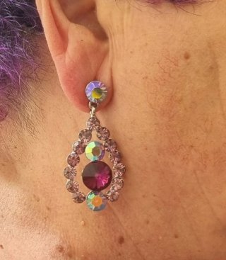 Pendientes fiesta cristal rosa y morado