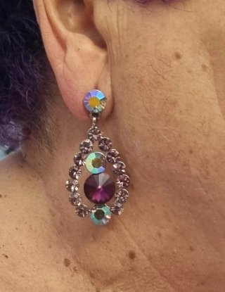 Pendientes fiesta cristal rosa y morado