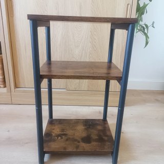 Mesita auxiliar 3 estantes madera y metal
